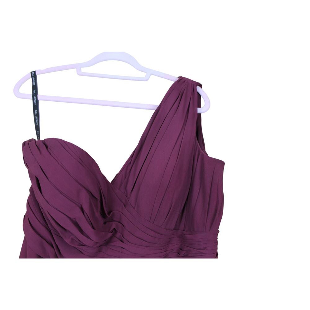 Bill Levkoff Eggplant Purple One Shoulder Bridesmaid Prom Evening Maxi Gown - Picture 2 of 10
